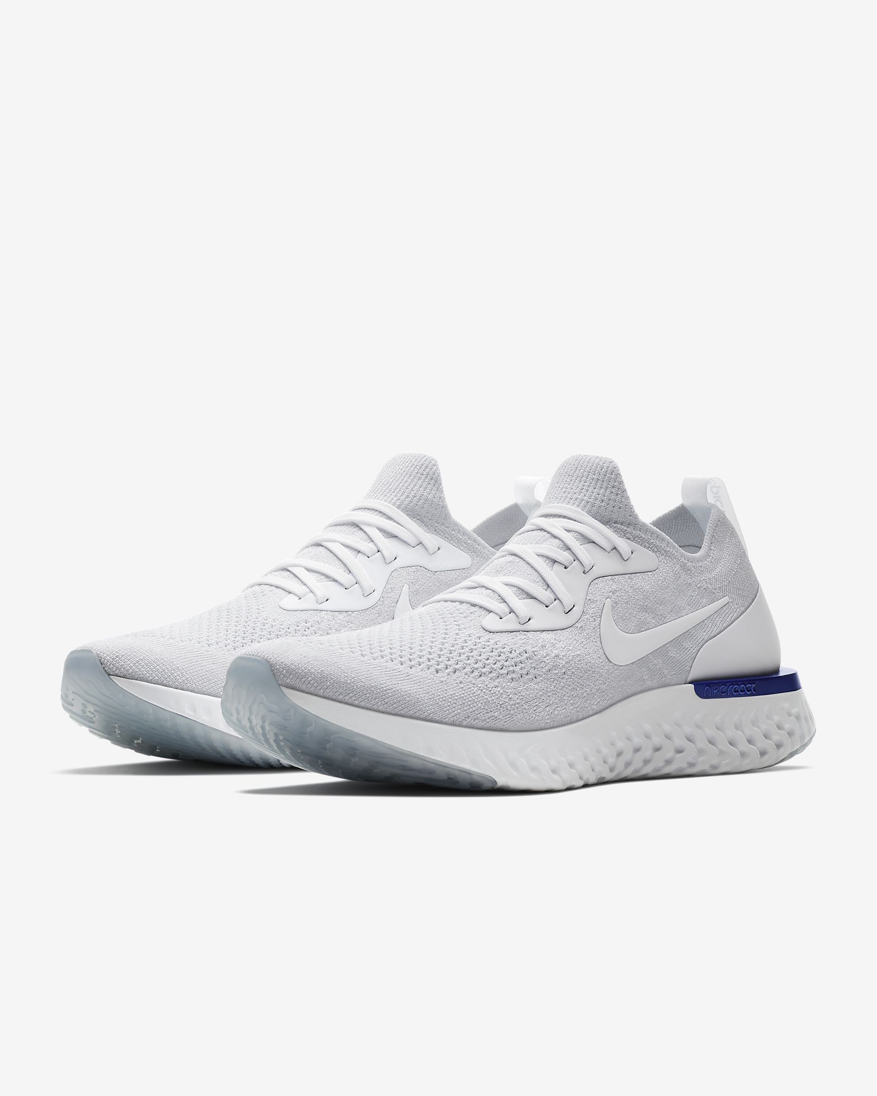 Nike Epic React Flyknit White Blue Shoes